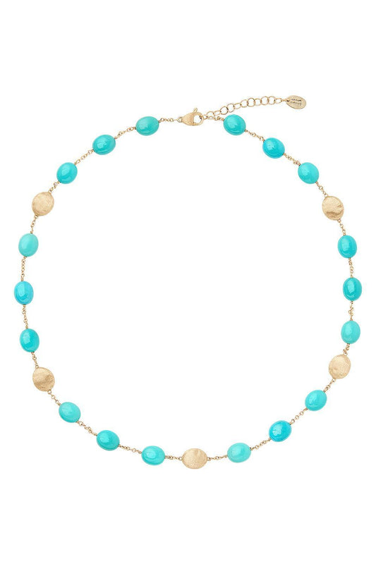 Turquoise Siviglia Necklace-YELLOW GOLD-16.5-JEWELRYFINE JEWELNECKLACE O-MARCO BICEGO