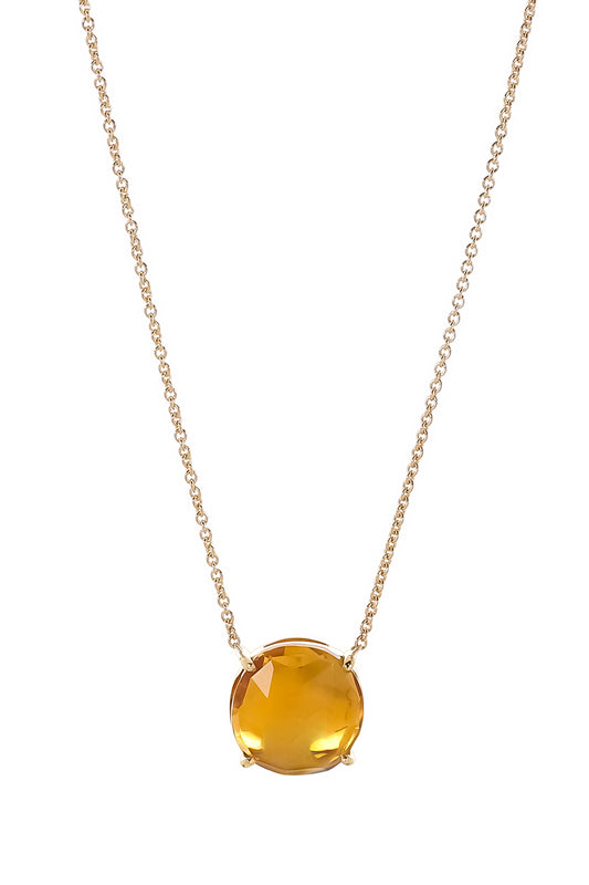 Yellow Quartz Jaipur Cushion Pendant Necklace