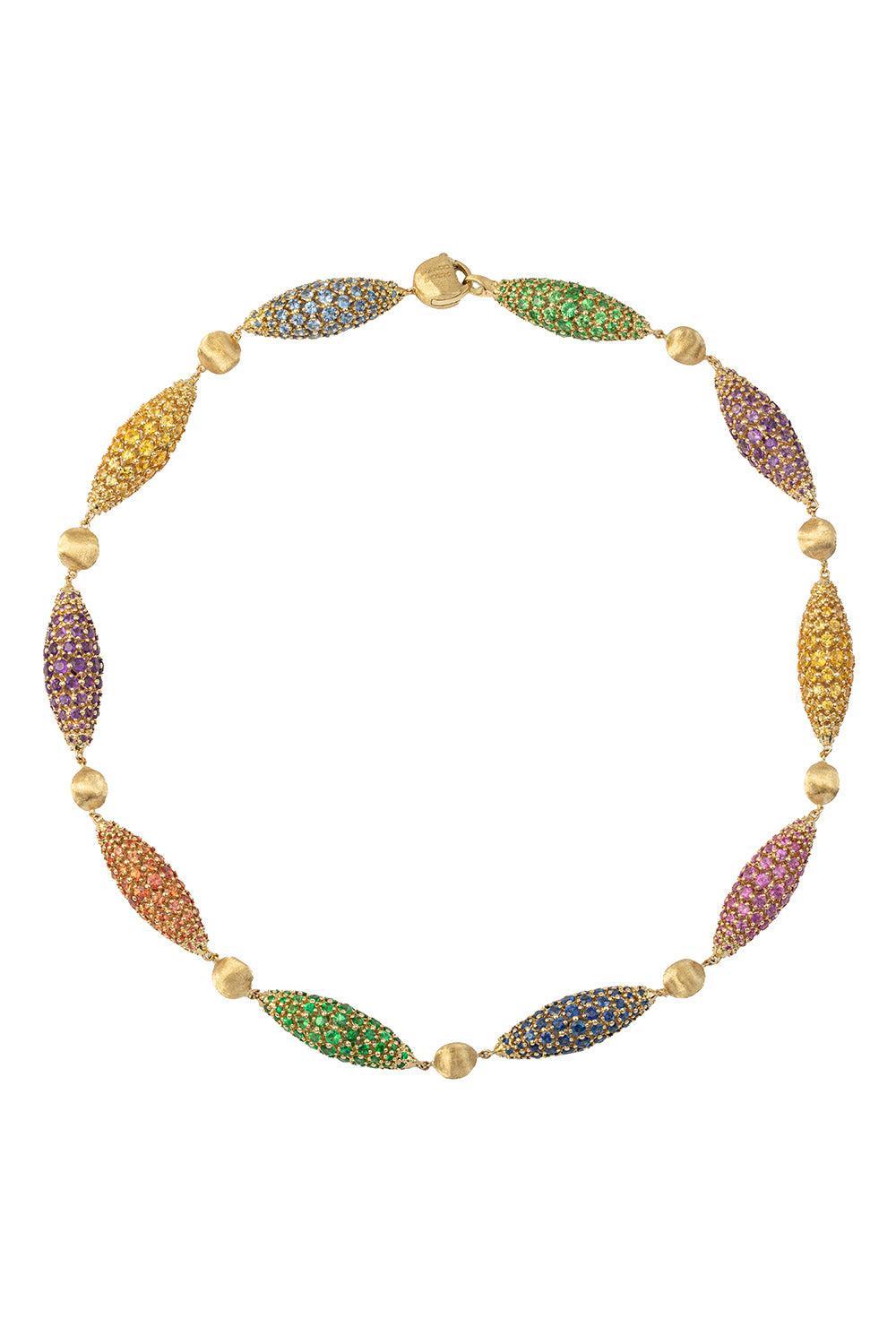 Multi Sapphire Tsavorite Amethyst Africa Alta Necklace-YELLOW GOLD-17.5-JEWELRYFINE JEWELNECKLACE O-MARCO BICEGO