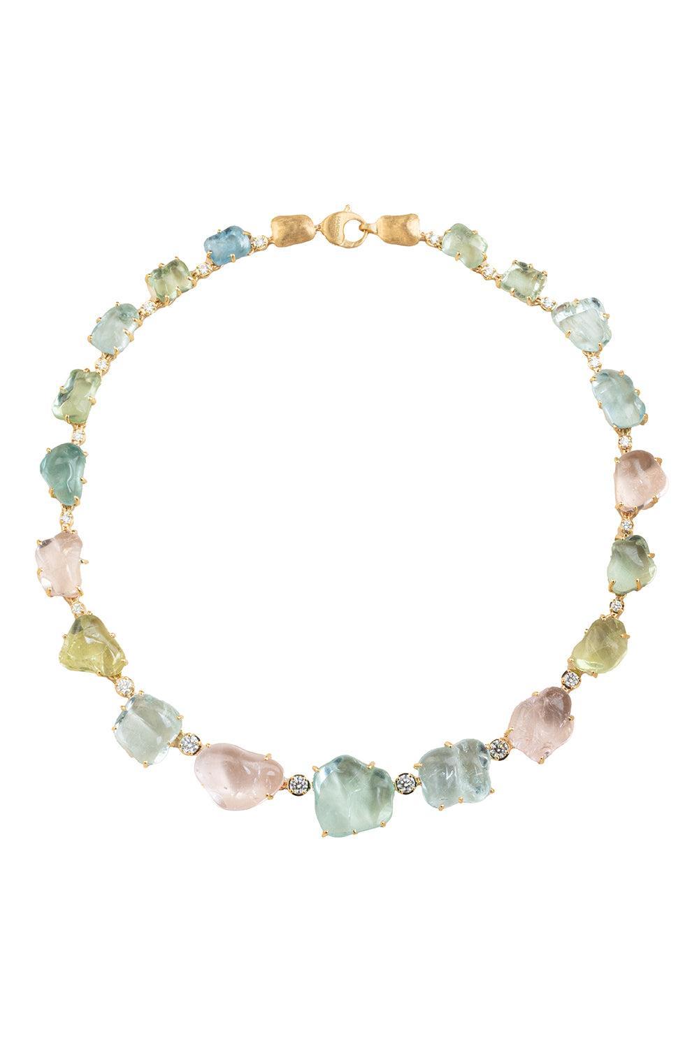 Mixed Beryl Diamond Unico Necklace-YELLOW GOLD-18.5-JEWELRYFINE JEWELNECKLACE O-MARCO BICEGO