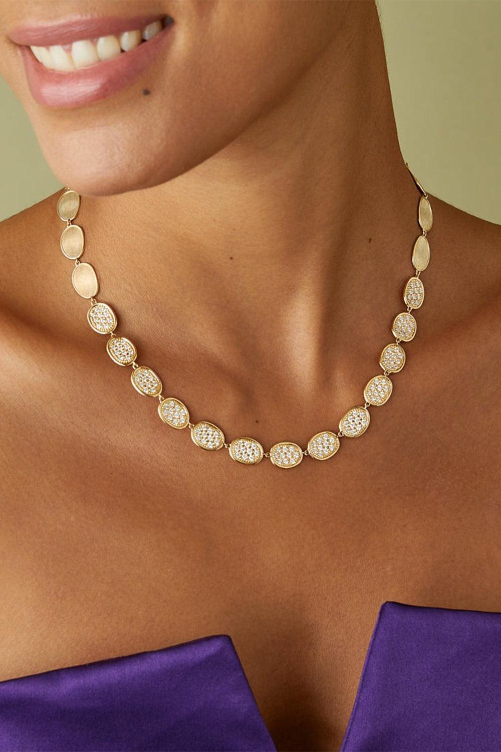 Diamond Collar Lunaria Necklace-YELLOW GOLD-JEWELRYFINE JEWELNECKLACE O-MARCO BICEGO