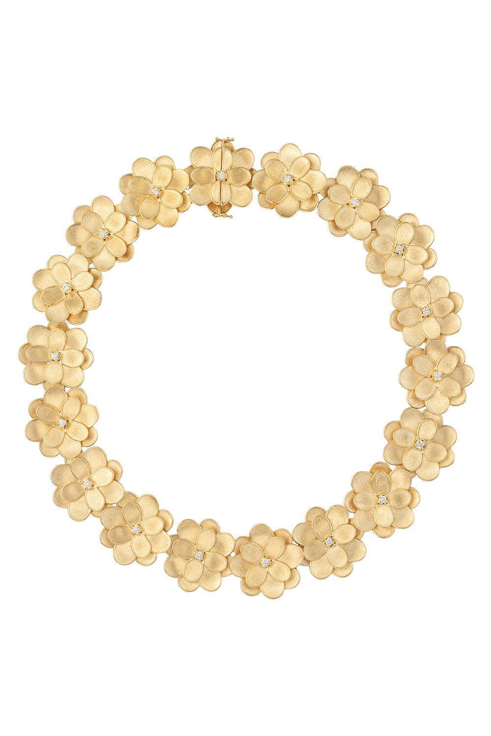 Diamond Flower Petali Necklace-YELLOW GOLD-JEWELRYFINE JEWELNECKLACE O-MARCO BICEGO