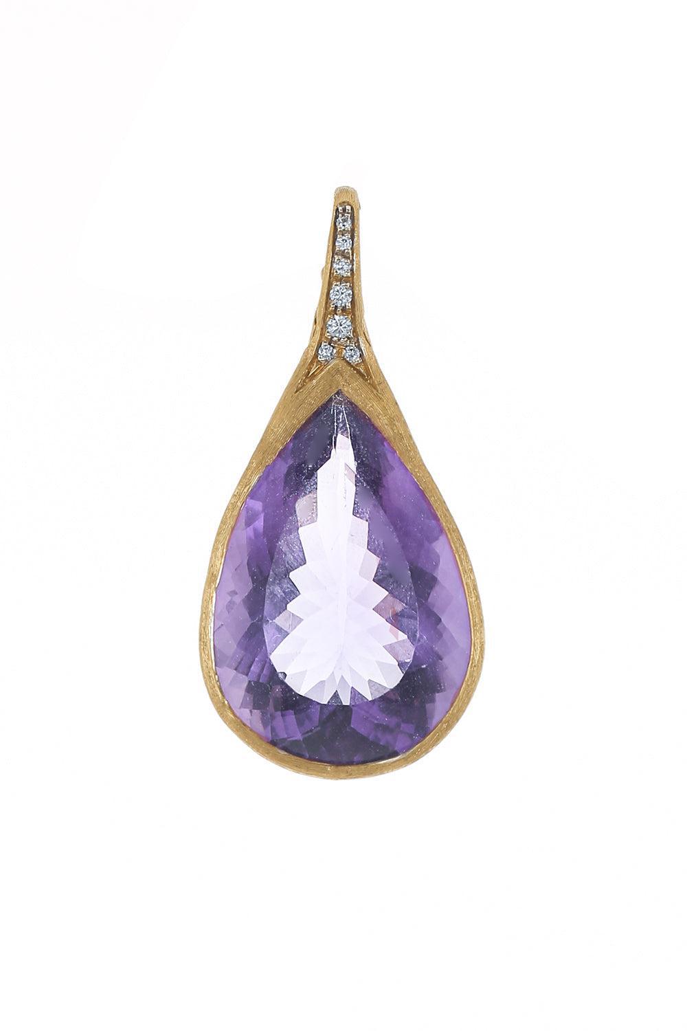 Amethyst Diamond Pendant-YELLOW GOLD-JEWELRYFINE JEWELPENDANT-MARCO BICEGO