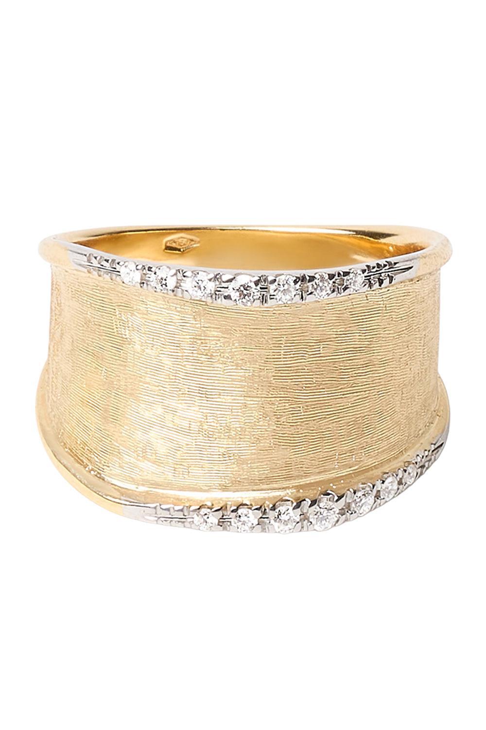 Diamond Lunaria Border Band Ring-YELLOW GOLD-7-JEWELRYFINE JEWELRING-MARCO BICEGO
