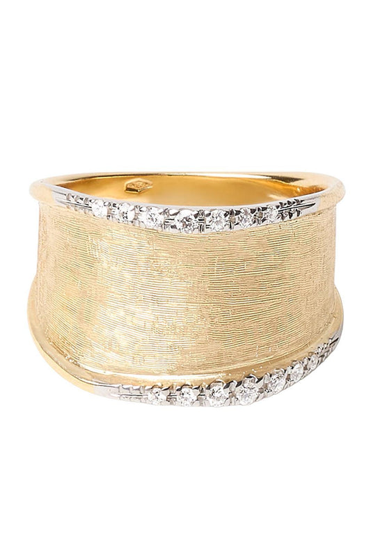 Diamond Lunaria Border Band Ring-YELLOW GOLD-7-JEWELRYFINE JEWELRING-MARCO BICEGO