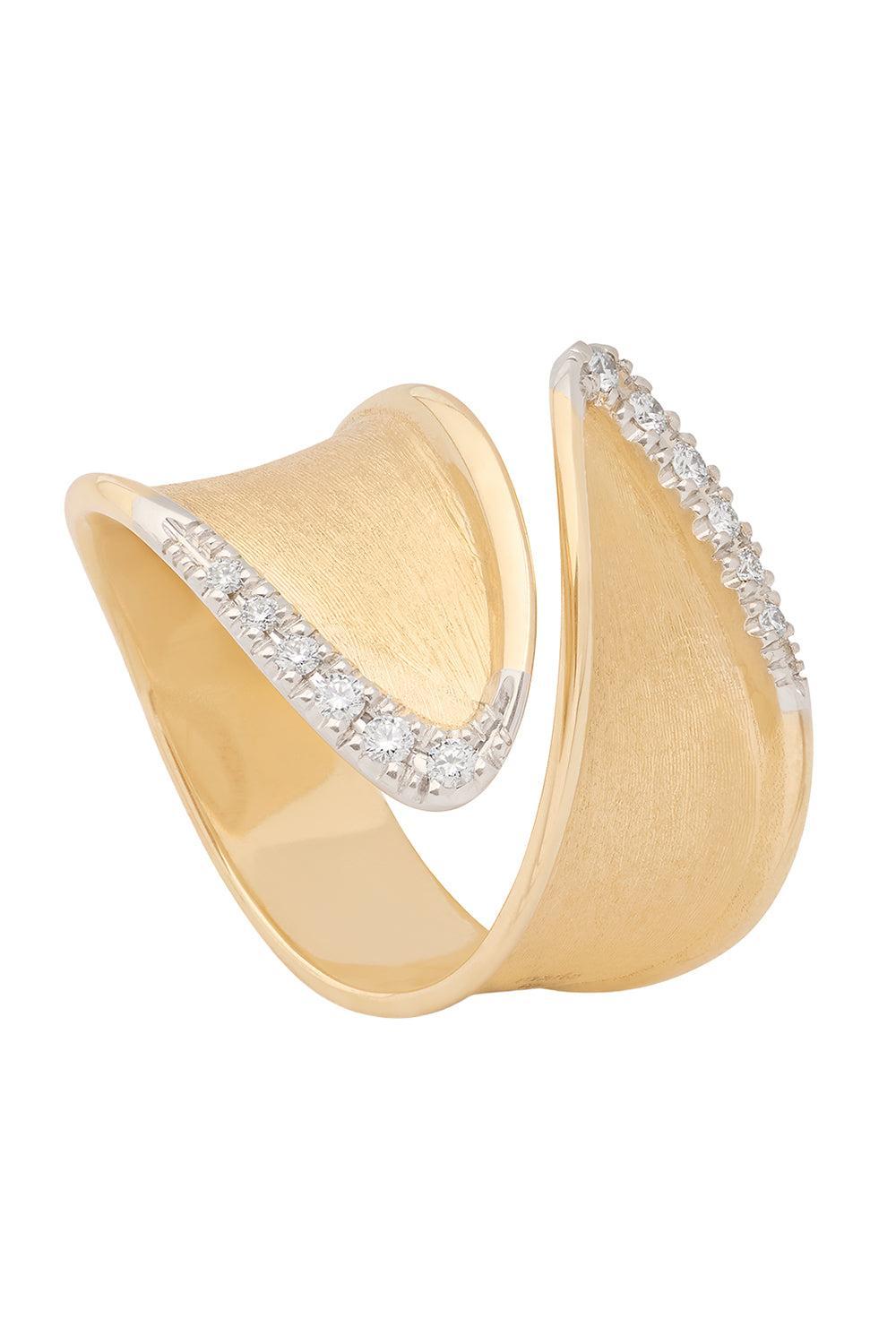 Diamond Lunaria Twist Ring-YELLOW GOLD-7-JEWELRYFINE JEWELRING-MARCO BICEGO