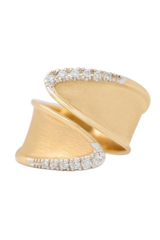 Diamond Lunaria Twist Ring-YELLOW GOLD-7-JEWELRYFINE JEWELRING-MARCO BICEGO