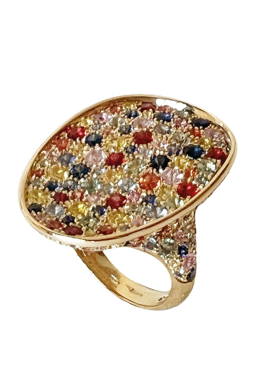 Multi Color Sapphire Lunaria Ring-YELLOW GOLD-7-JEWELRYFINE JEWELRING-MARCO BICEGO