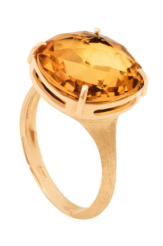 Yellow Quartz Jaipur Cocktail Ring-YELLOW GOLD-7-JEWELRYFINE JEWELRING-MARCO BICEGO