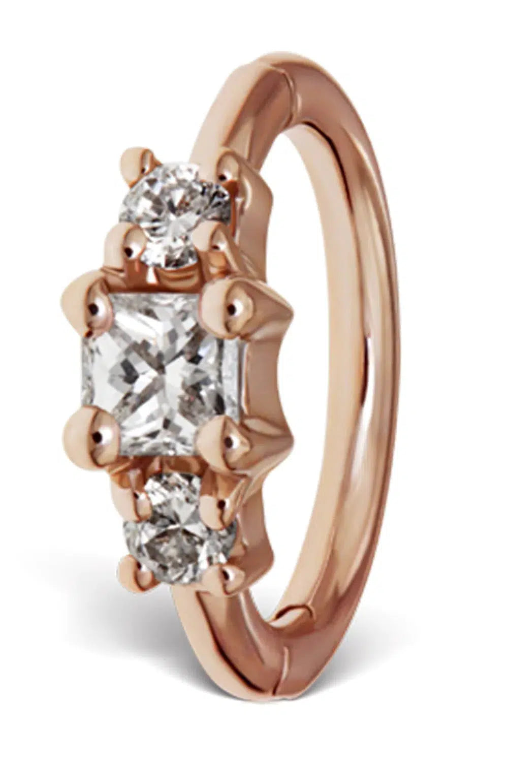 MARIA TASH-2mm Diamond Princess Earring - Rose Gold-ROSE GOLD