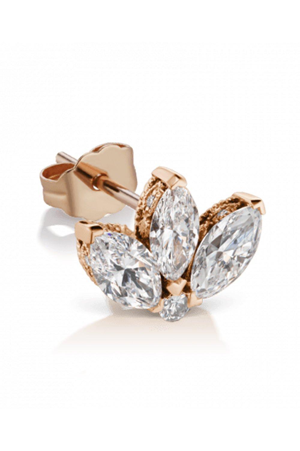 MARIA TASH-3mm Diamond Lotus Earring Stud - Rose Gold-ROSE GOLD