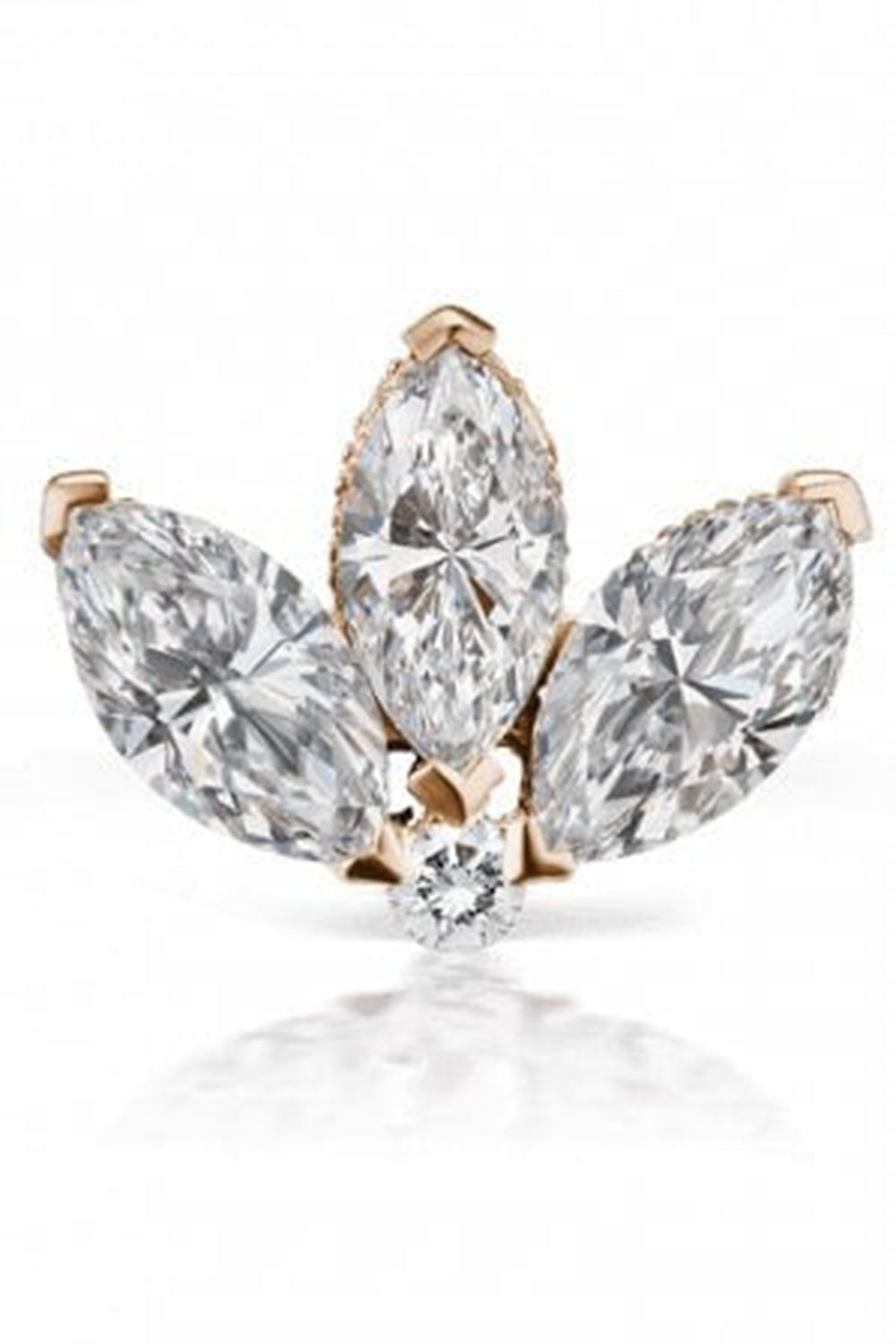 MARIA TASH-3mm Diamond Lotus Earring Stud - Rose Gold-ROSE GOLD
