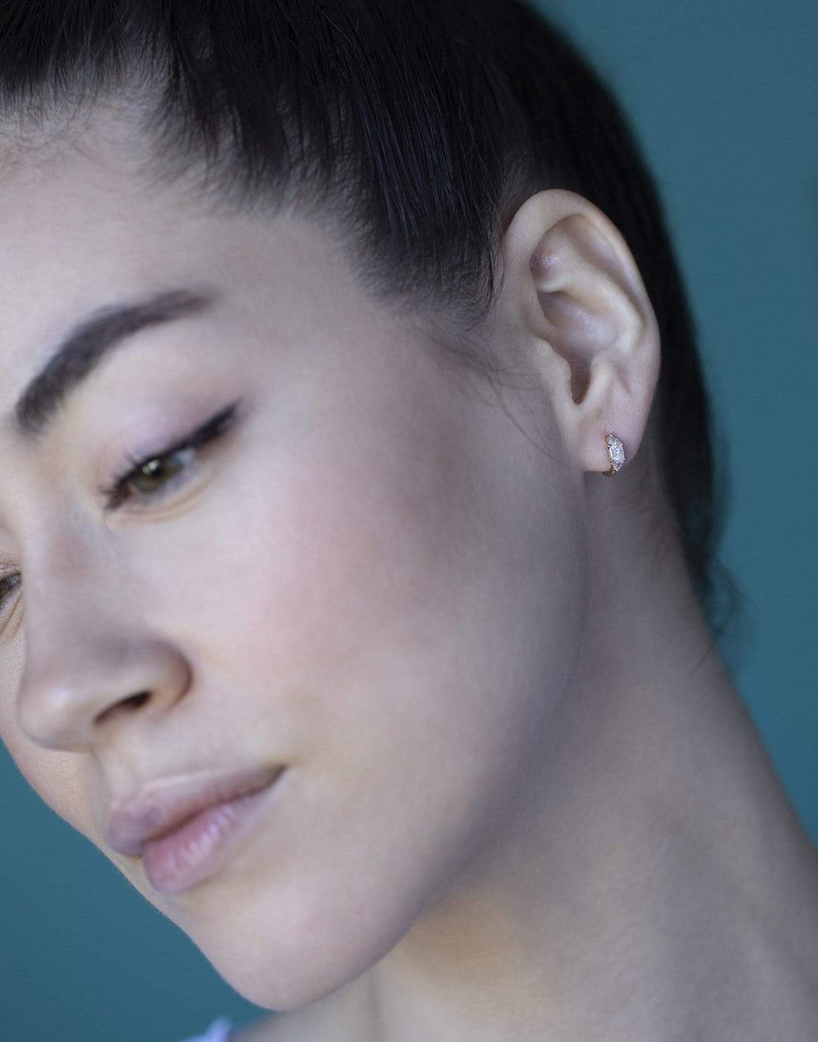 MARIA TASH-3mm Triangle Diamond Earring - Rose Gold-ROSE GOLD
