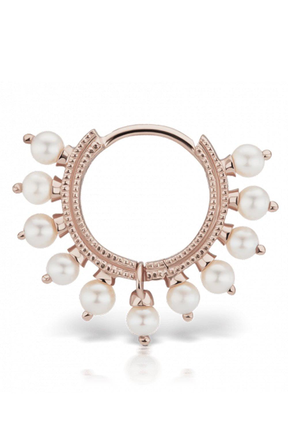 MARIA TASH-8mm Pearl Coronet Earring - Rose Gold-ROSE GOLD