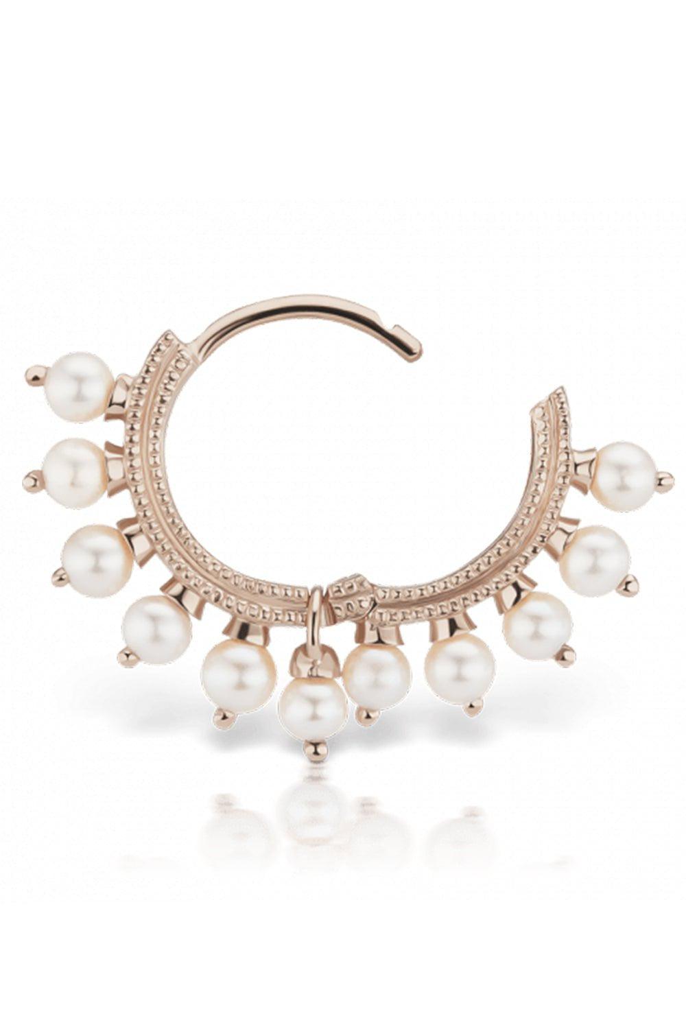 MARIA TASH-8mm Pearl Coronet Earring - Rose Gold-ROSE GOLD