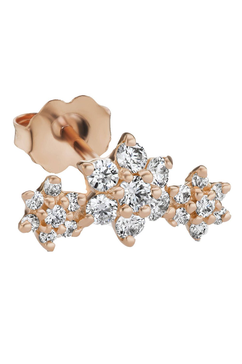 MARIA TASH-Three Diamond Flower Garland Stud-ROSE GOLD