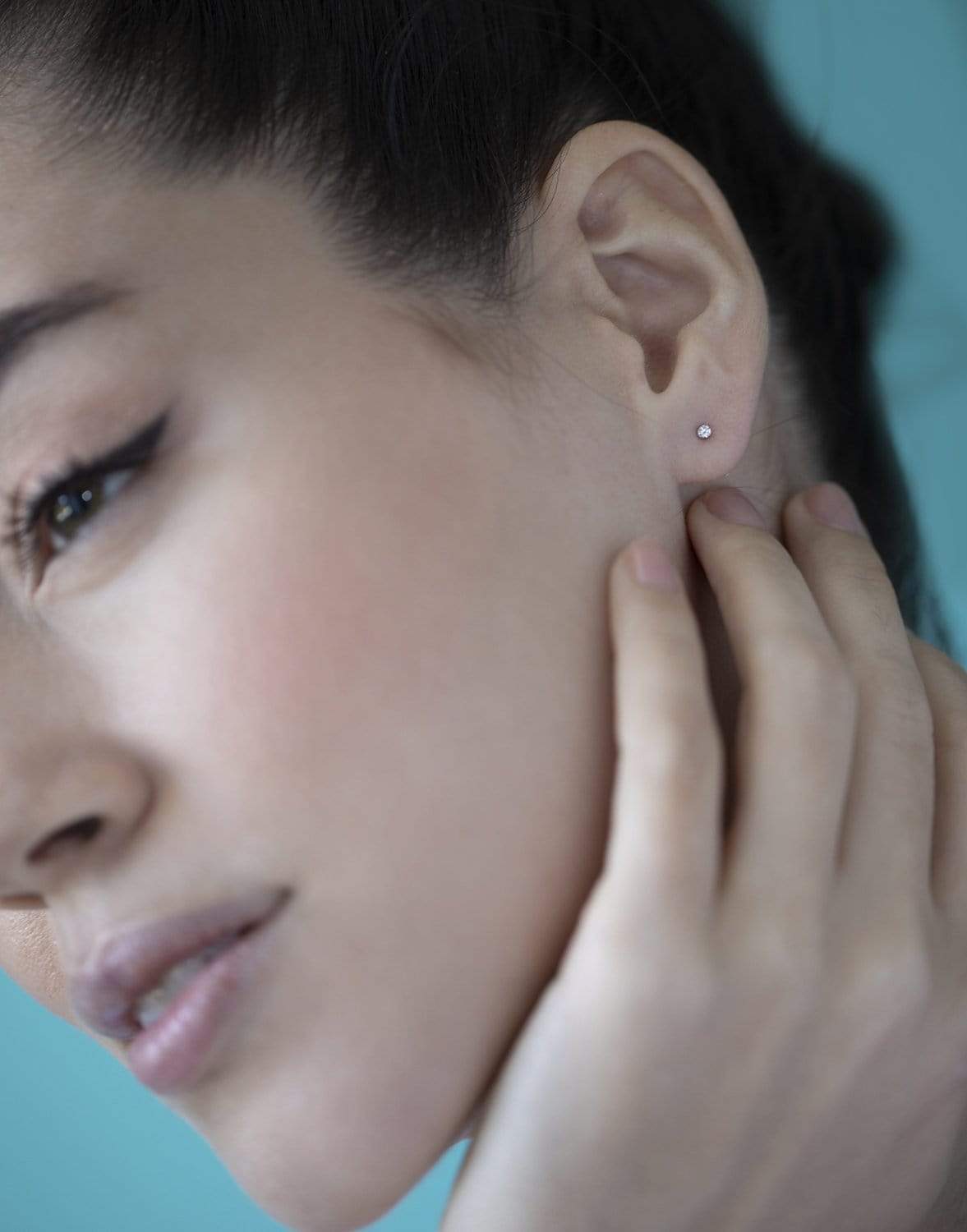 MARIA TASH-2mm Invisible Set Diamond Earring Stud - White Gold-WHITE GOLD