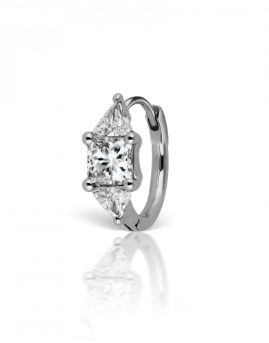 MARIA TASH-3mm Triangle Diamond Earring - White Gold-WHITE GOLD