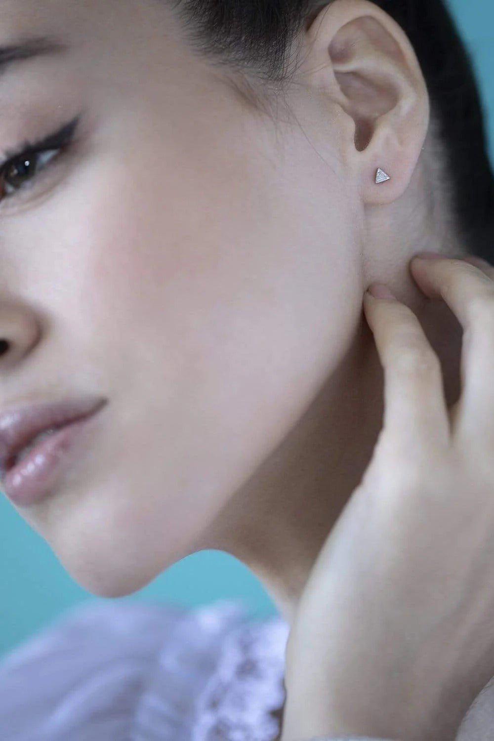 MARIA TASH-4mm Invisible Set Triangle Diamond - White Gold-WHITE GOLD