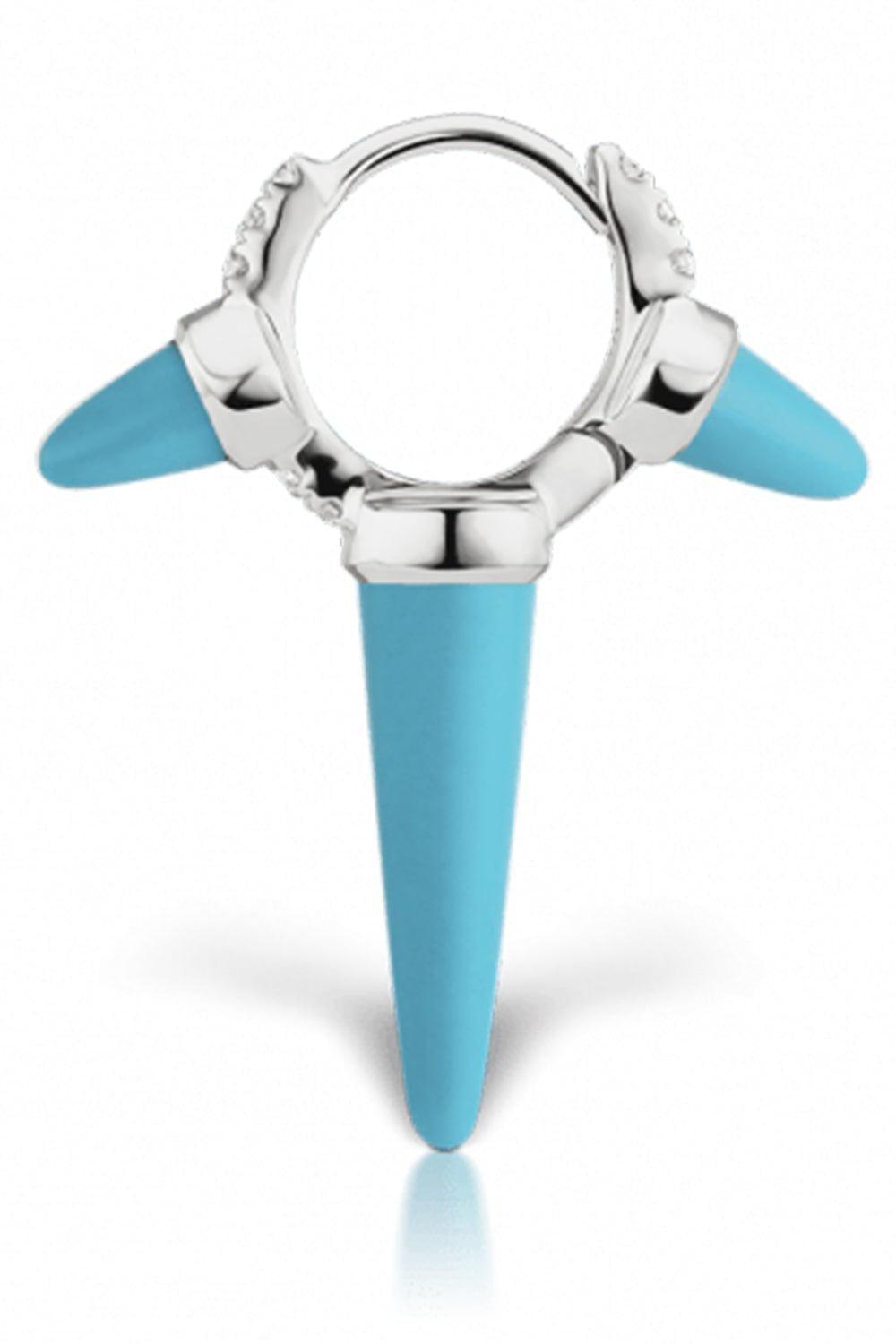 MARIA TASH-6.5mm Long Turquoise and Diamond Spike Earring - White Gold-WHITE GOLD