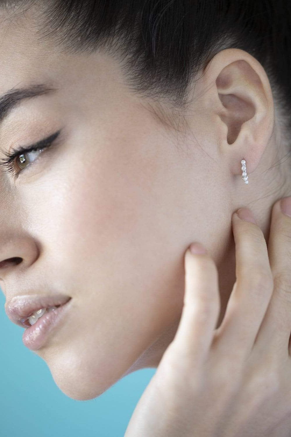 MARIA TASH-6.5mm Pearl Coronet Earring - White Gold-WHITE GOLD