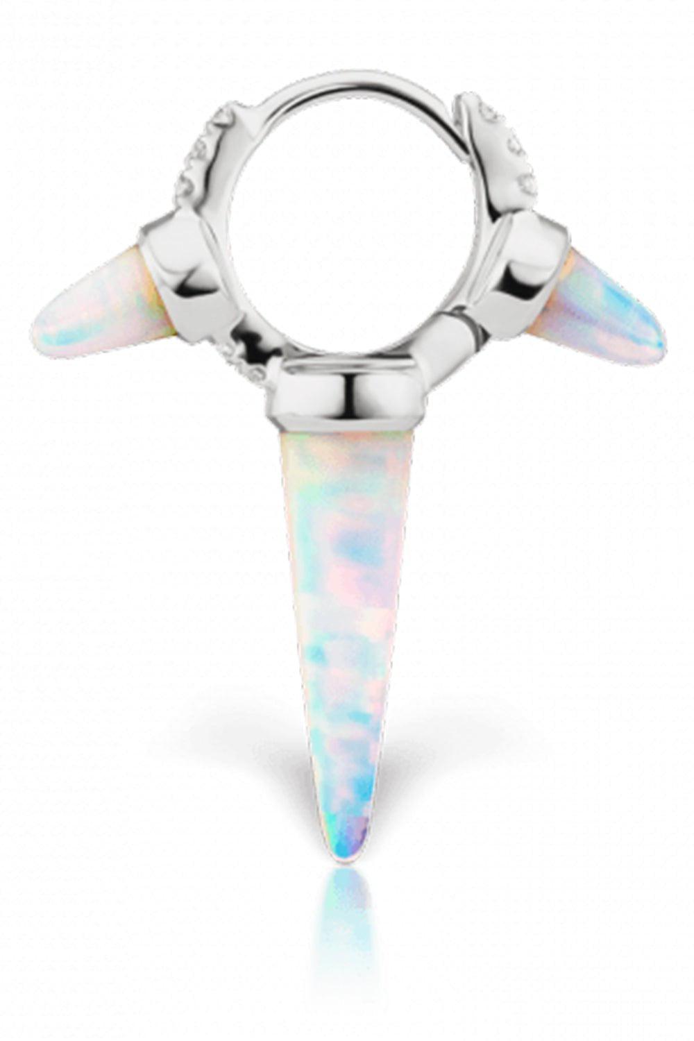 MARIA TASH-6.5mm Triple Opal and Diamond Earring - White Gold-WHITE GOLD