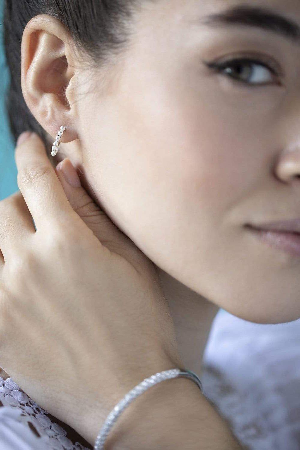 MARIA TASH-8mm Pearl Coronet Earring - White Gold-WHITE GOLD