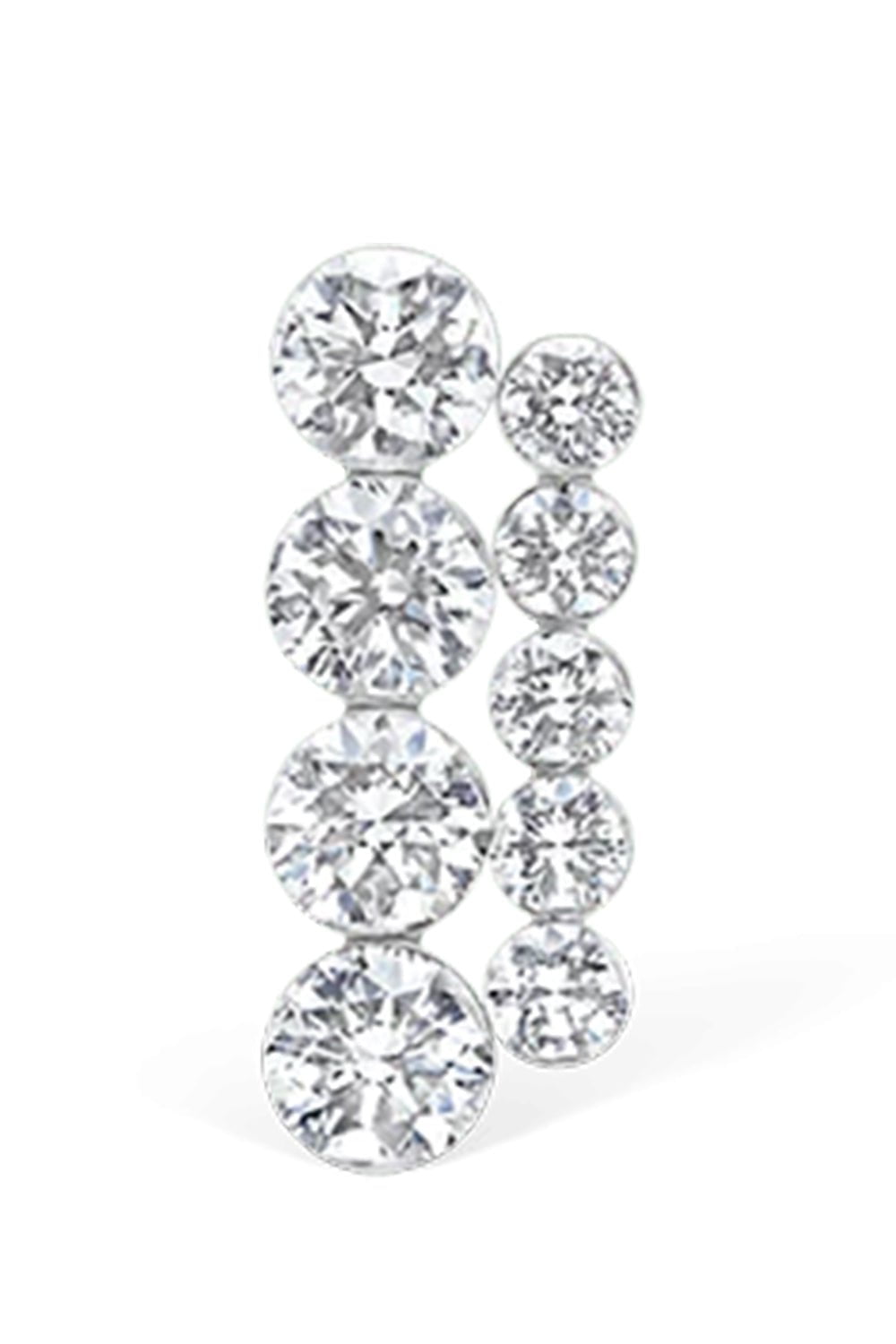 MARIA TASH-White Gold Invisible Set Diamond Apsara Bar Stud Earring-