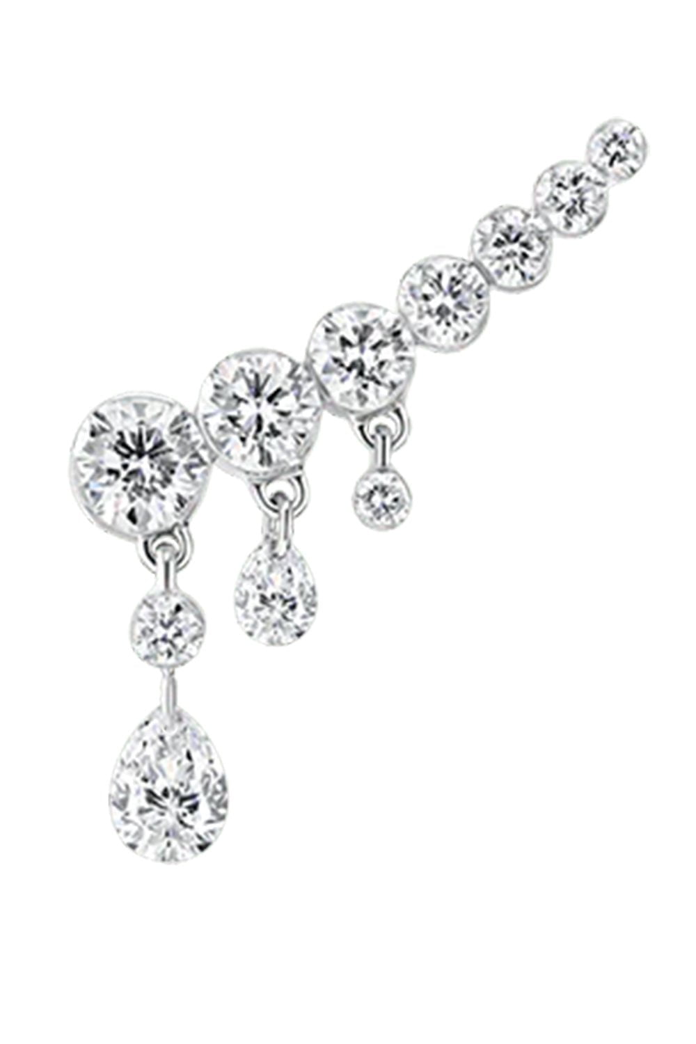 MARIA TASH-White Gold Curved Crescendo Bar Invisible Set Diamond Ear Climber-WHITE GOLD