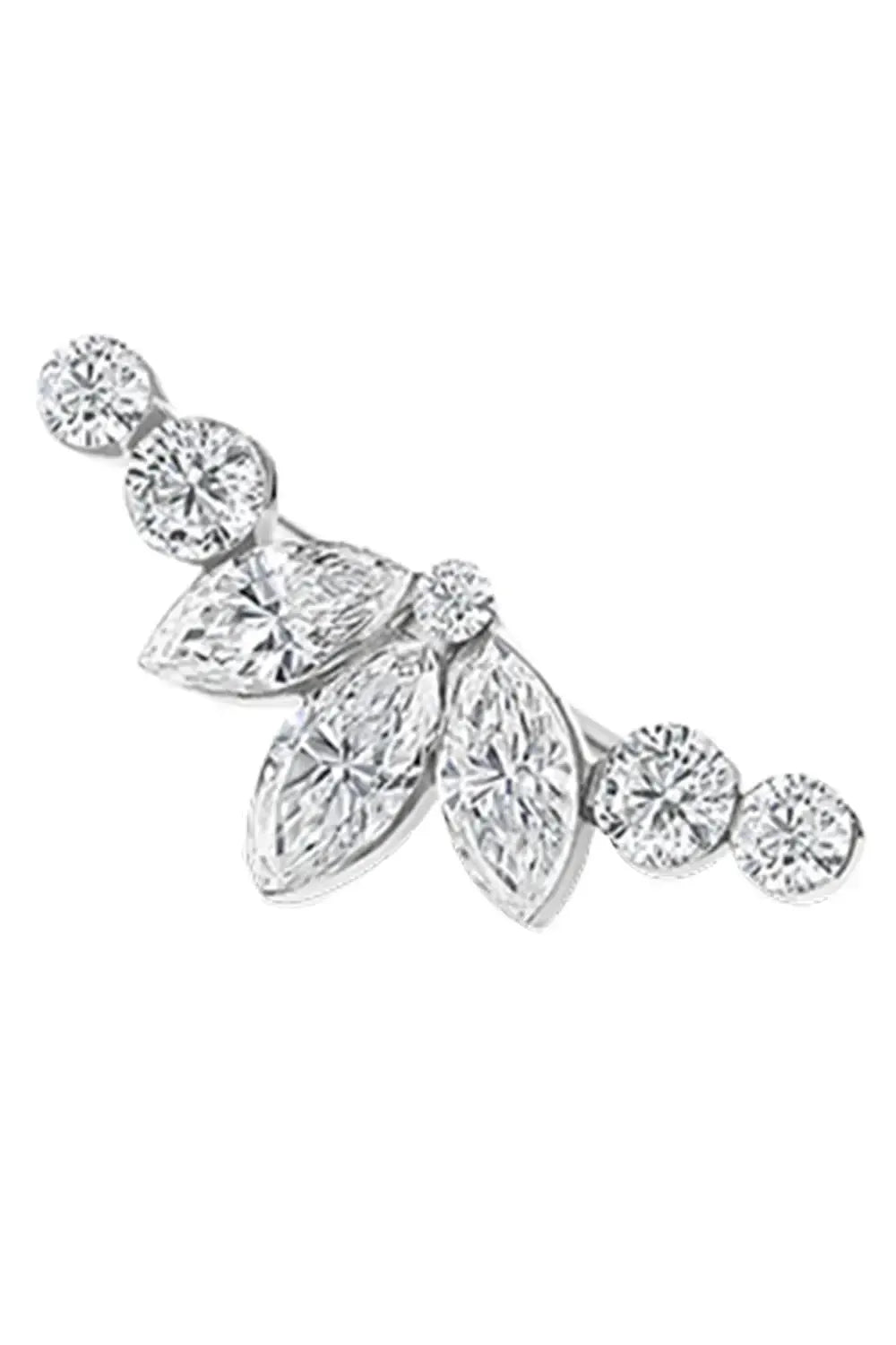 MARIA TASH-White Gold Invisible Diamond Lotus Open Garland Ear Climber-WHITE GOLD