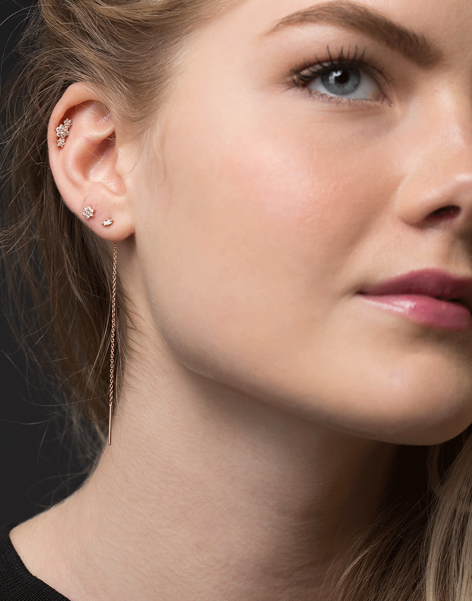 MARIA TASH-Single 4.5MM White Gold Diamond Flower Stud-WHITE GOLD