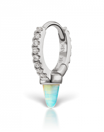 MARIA TASH-Single 6.5MM White Gold Short Opal Spike Diamond Eternity Clicker Earring-WHITE GOLD
