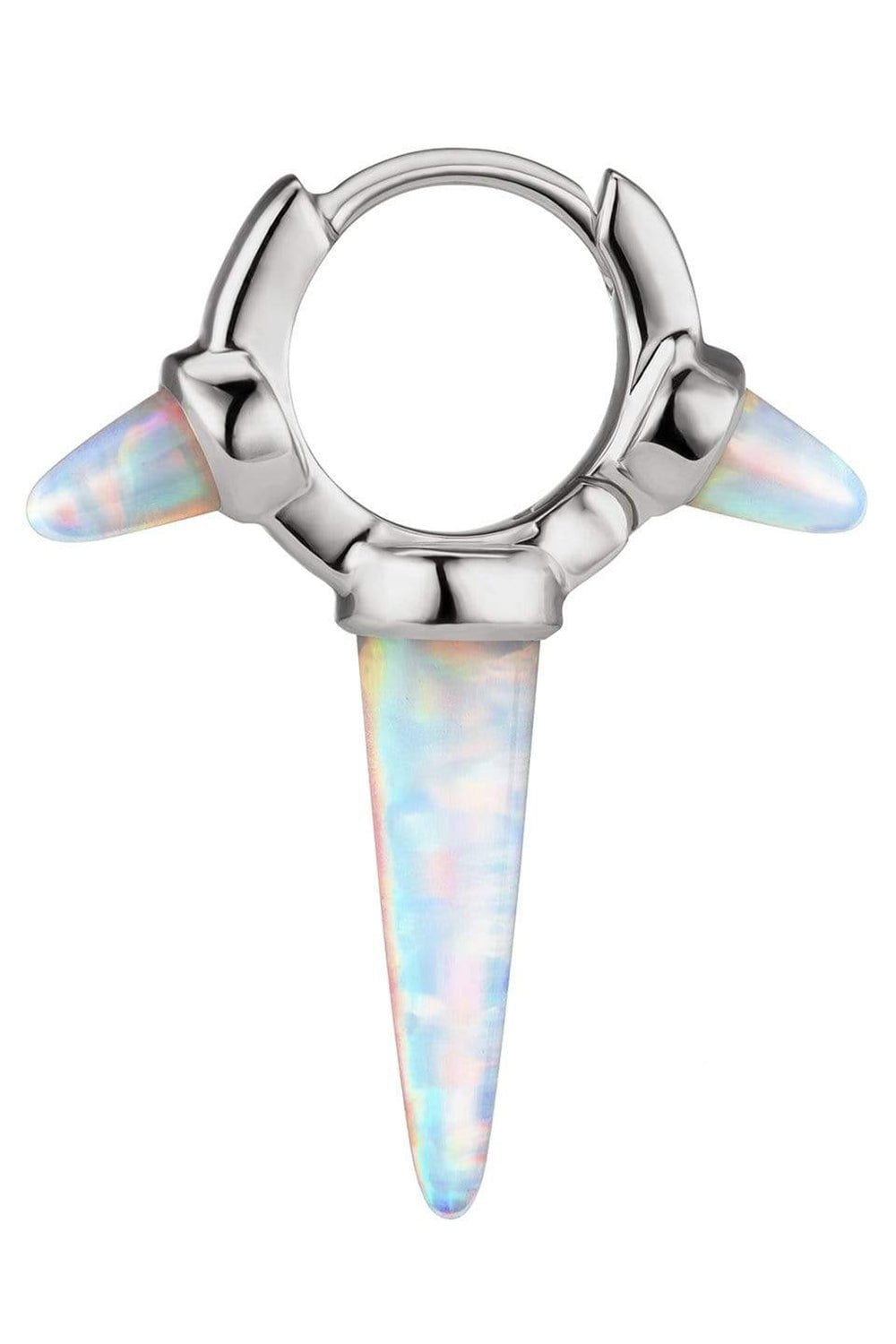 MARIA TASH-Triple Long Opal Spike Clicker Earring - 8mm-WHITE GOLD