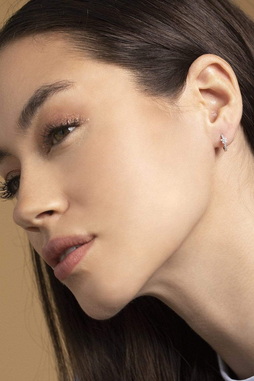 MARIA TASH-White Gold 8mm Diamond Star Single Eternity Earring-WHITE GOLD