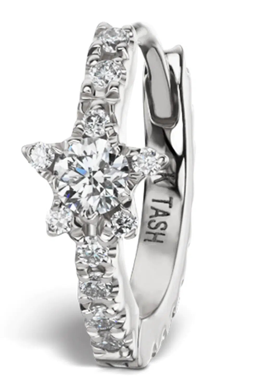 MARIA TASH-White Gold 8mm Diamond Star Single Eternity Earring-WHITE GOLD