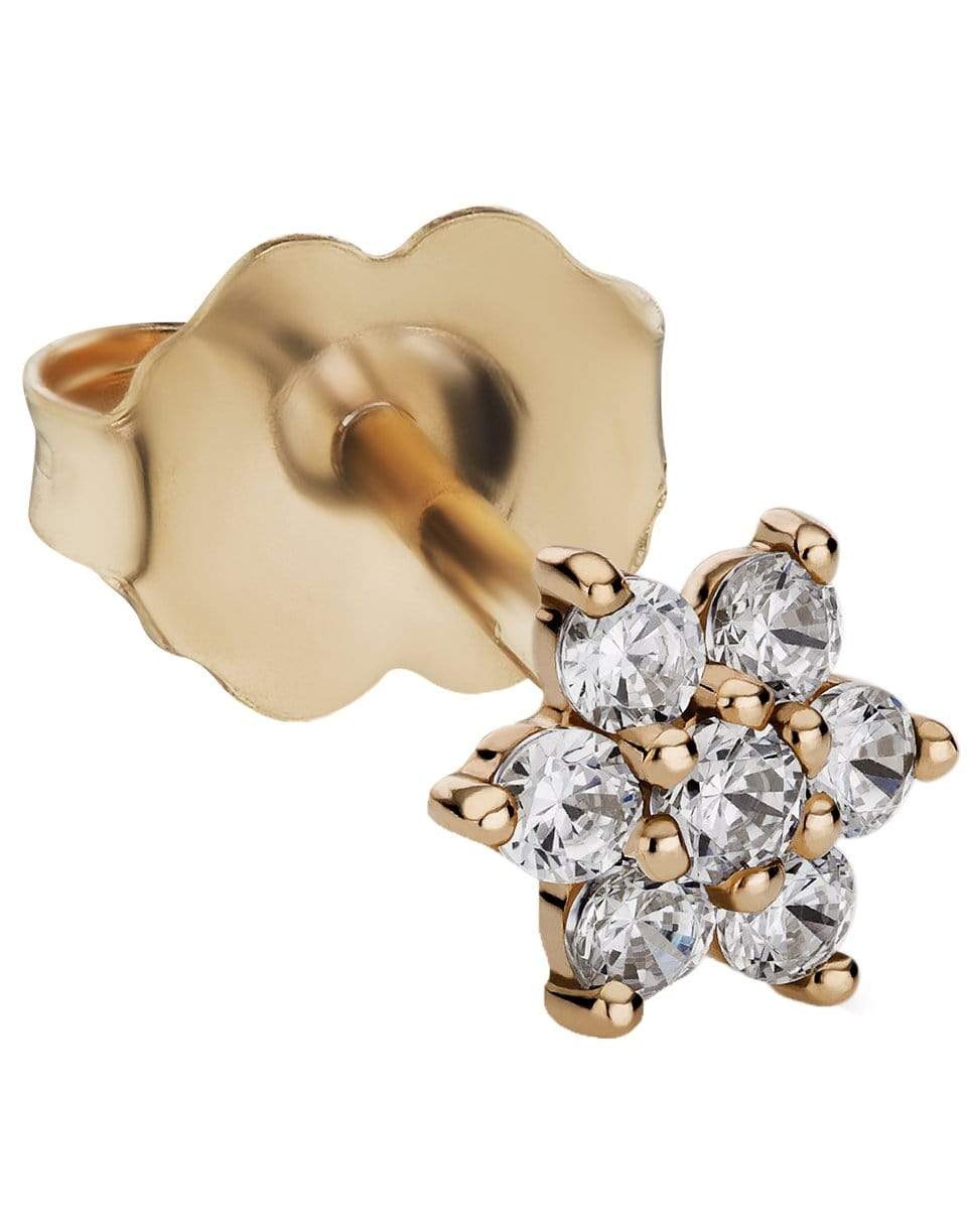 MARIA TASH-Single 5.5MM Yellow Gold Diamond Flower Stud-YELLOW GOLD