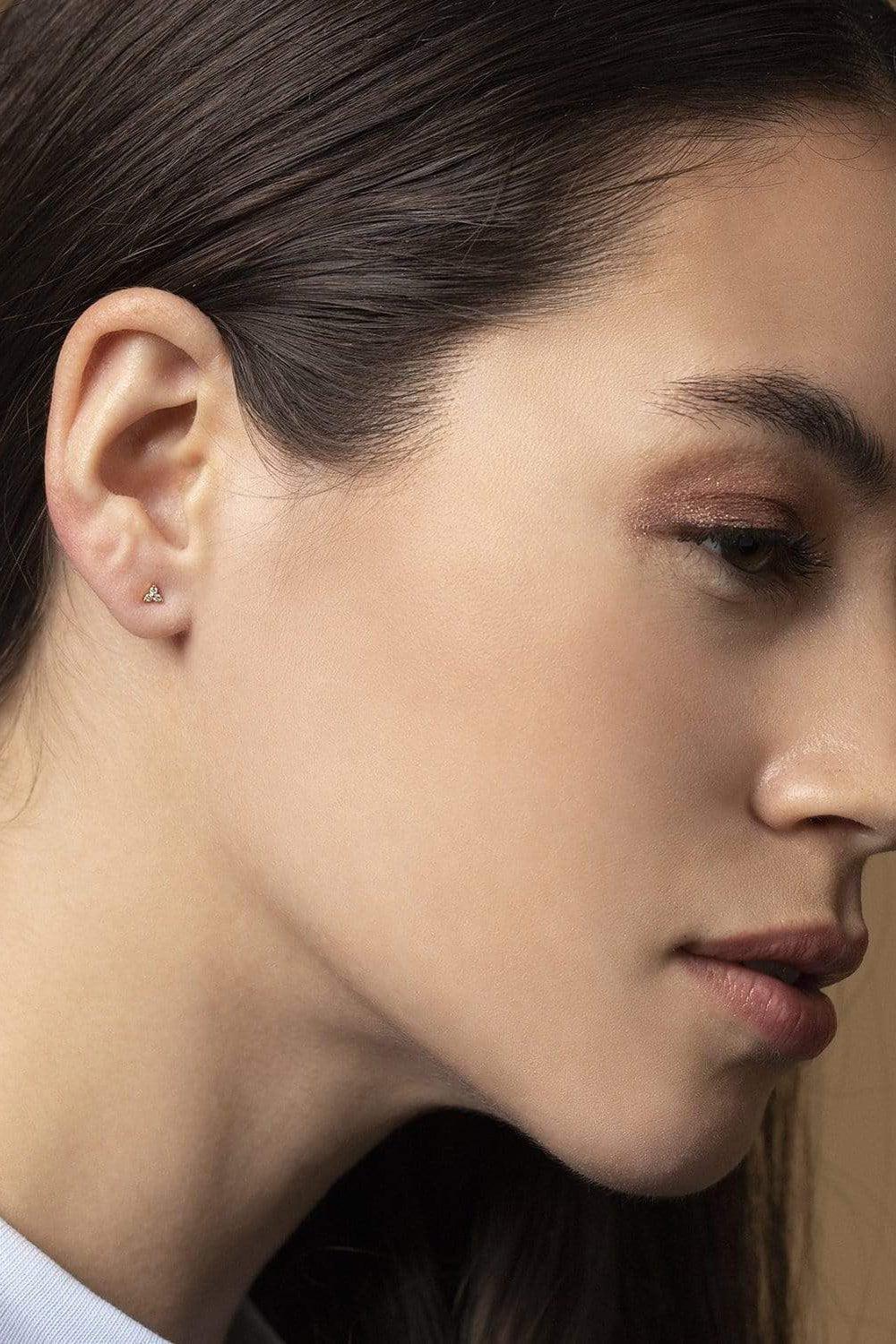 MARIA TASH-Yellow Gold Diamond Trinity Earstud-YELLOW GOLD