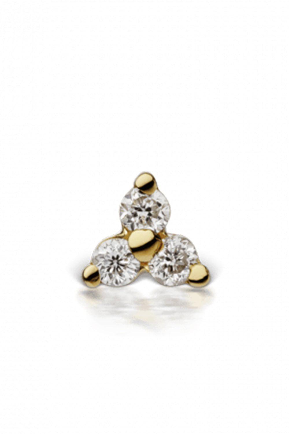 MARIA TASH-Yellow Gold Diamond Trinity Earstud-YELLOW GOLD