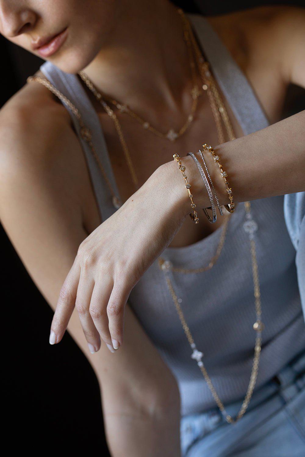 MARIANI-Bezel Set Diamond Bracelet-YELLOW GOLD