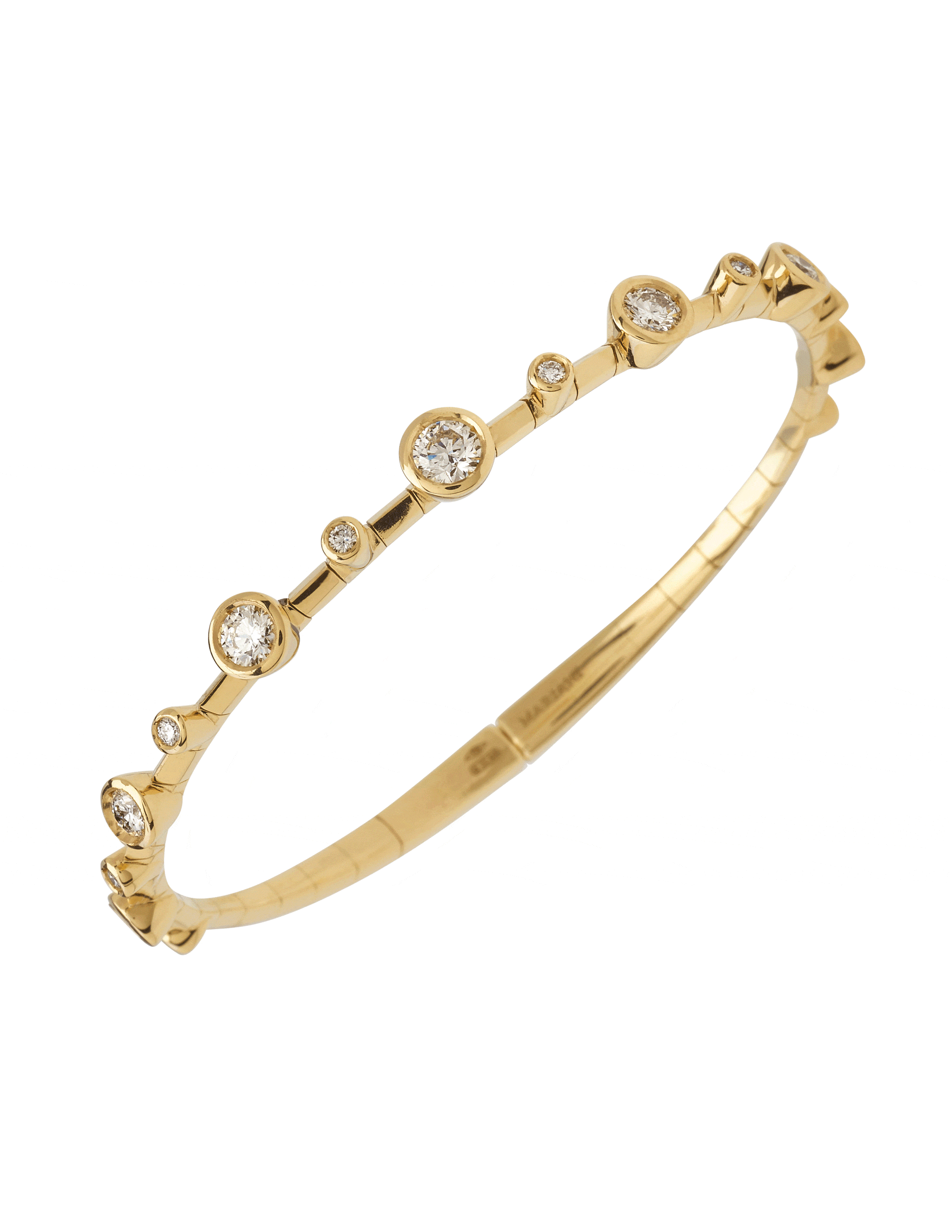 MARIANI-Elettra Polished Bezel Set Diamond Bracelet - Yellow Gold-YELLOW GOLD