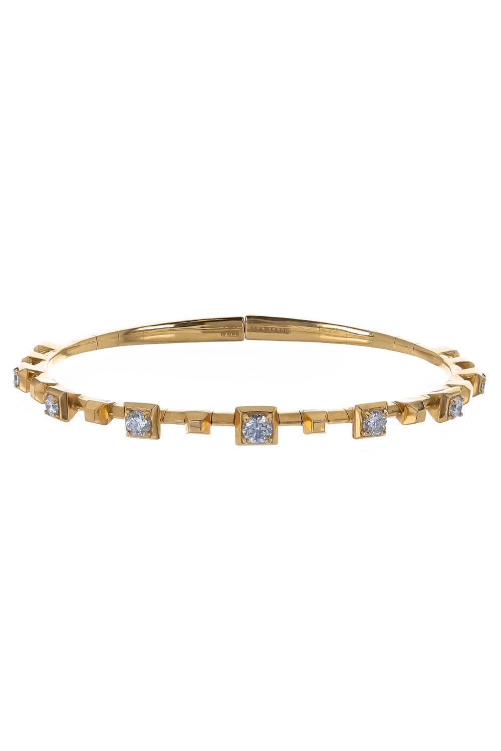 MARIANI-Square Diamond Bangle-YELLOW GOLD