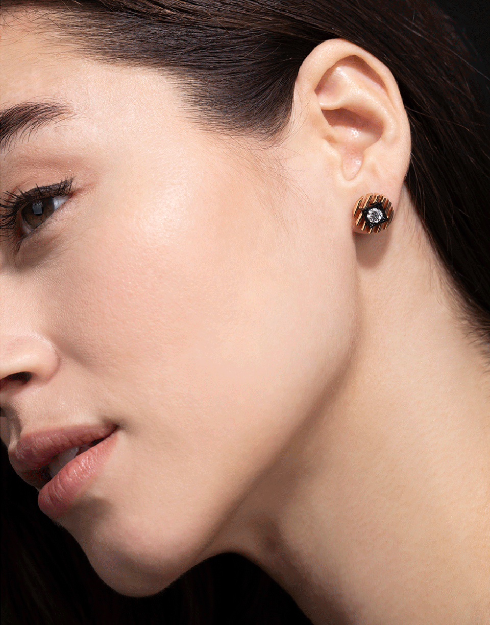 MARIANI-Hadid Black and Diamond Studs-ROSE GOLD