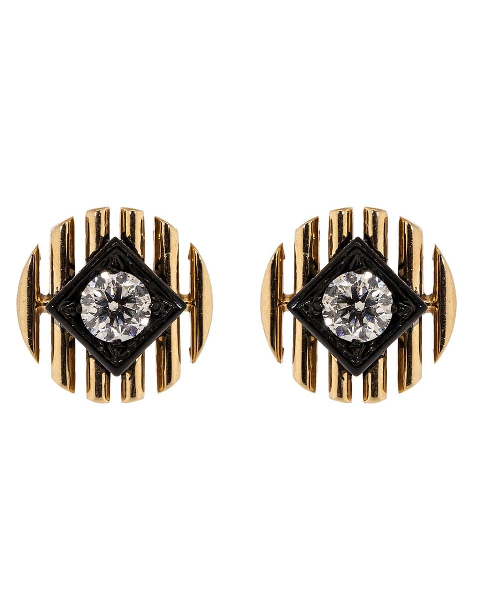 MARIANI-Hadid Black and Diamond Studs-ROSE GOLD