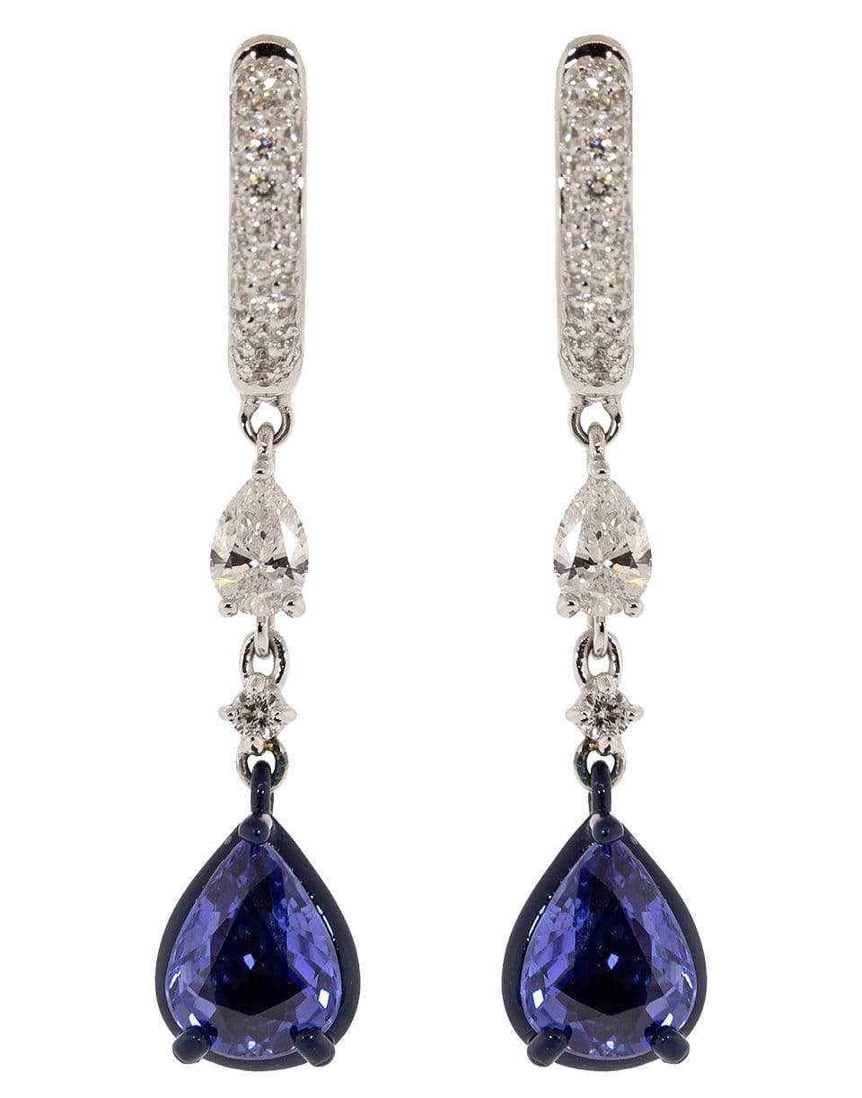 MARIANI-Blue Sapphire and Diamond Drop Earrings-WHITE GOLD