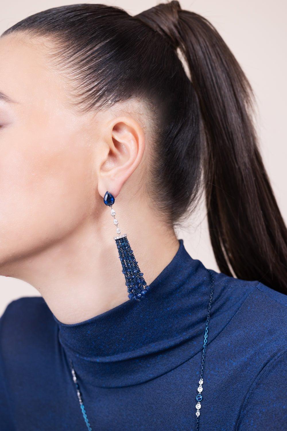 MARIANI-Tassel Earrings-WHITE GOLD