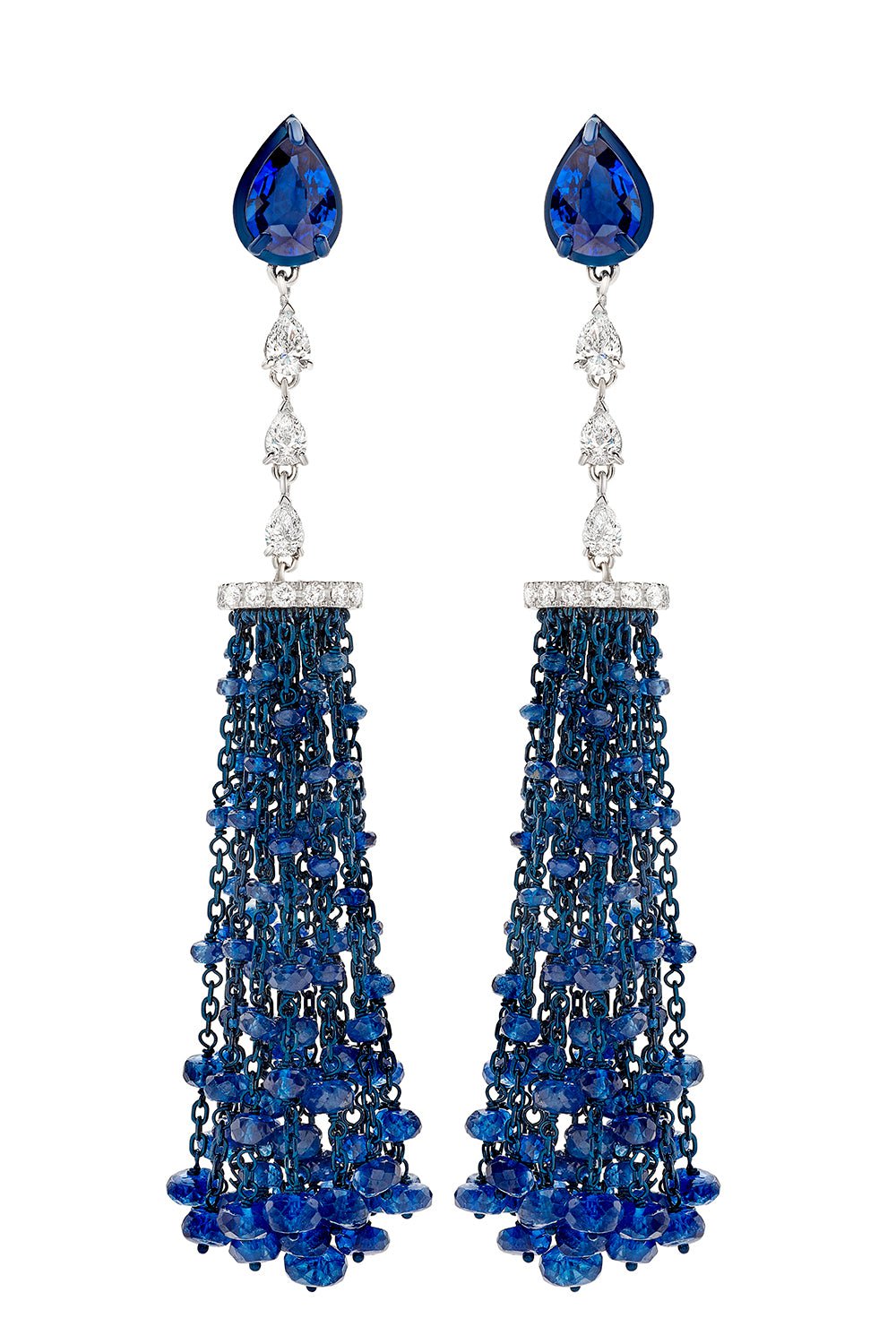 MARIANI-Tassel Earrings-WHITE GOLD
