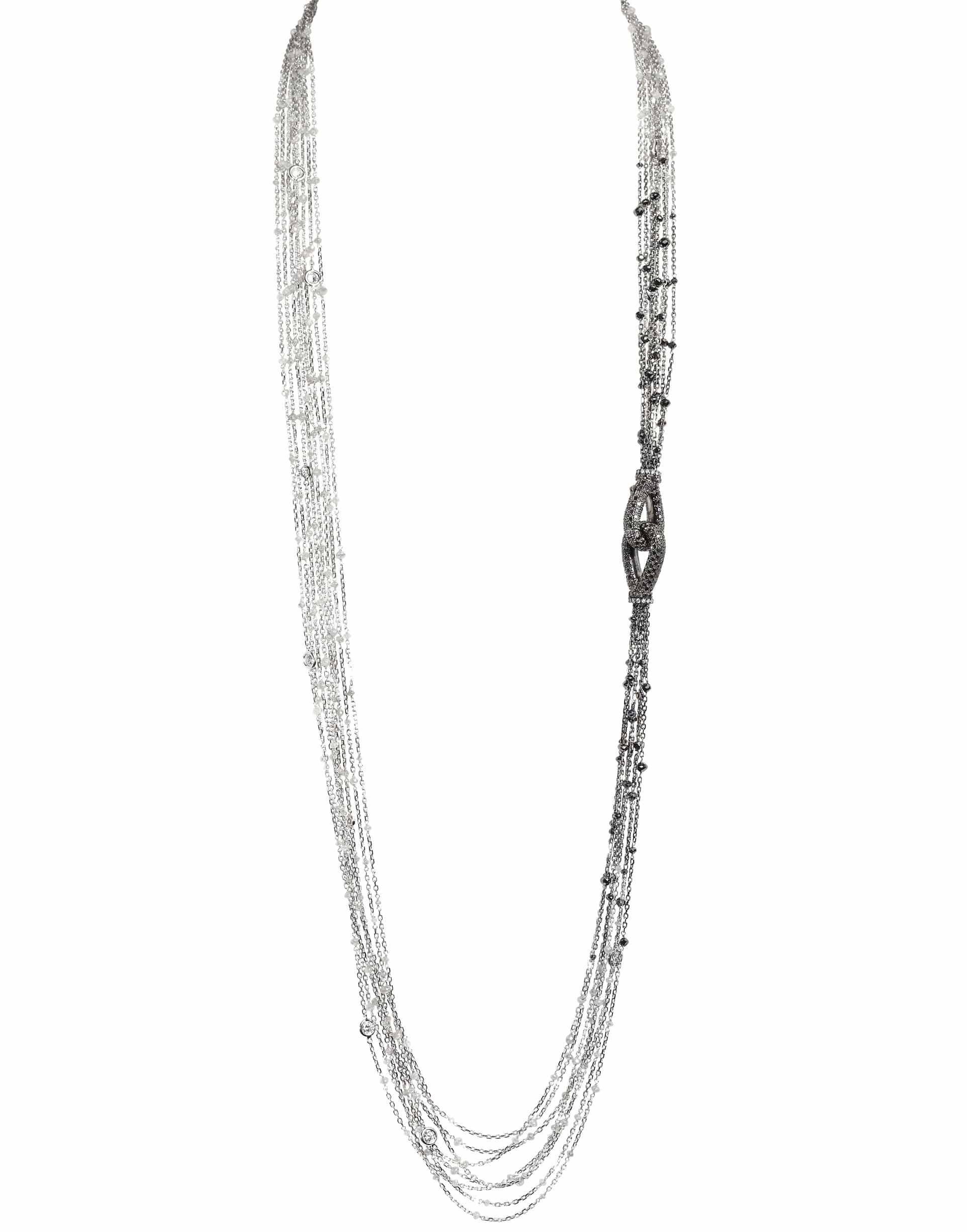MARIANI-Ombre Ice and Black Diamond Clasp Necklace-WGTGOLD