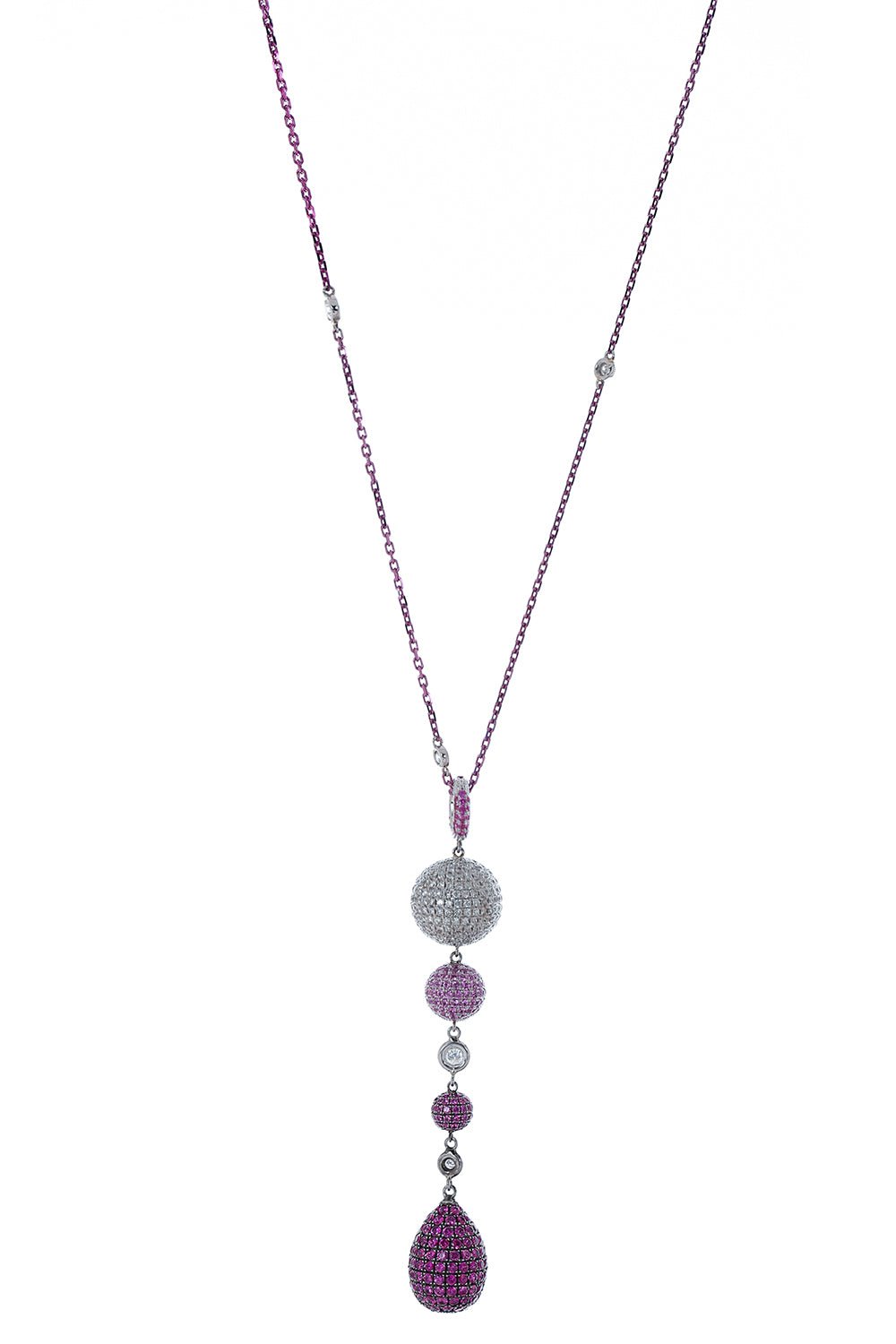MARIANI-Diamond Sapphire Drop Necklace-WHITE GOLD
