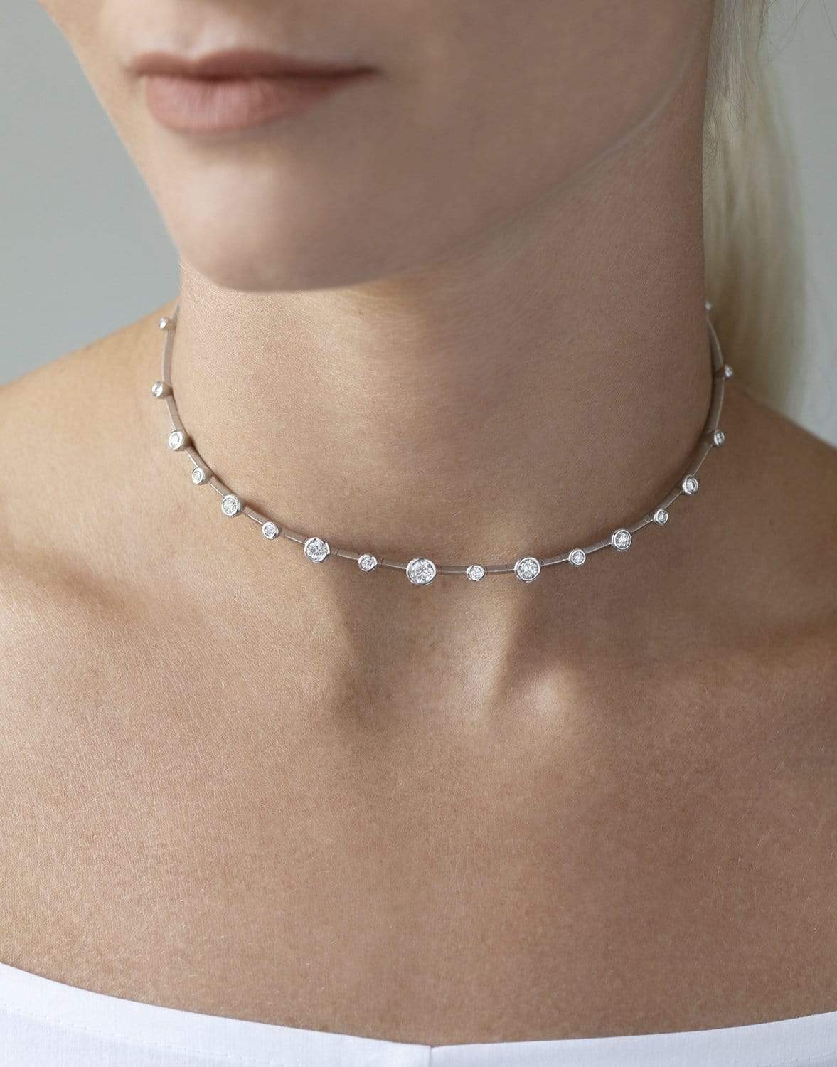 MARIANI-Elettra Satin Diamond Choker-WHITE GOLD