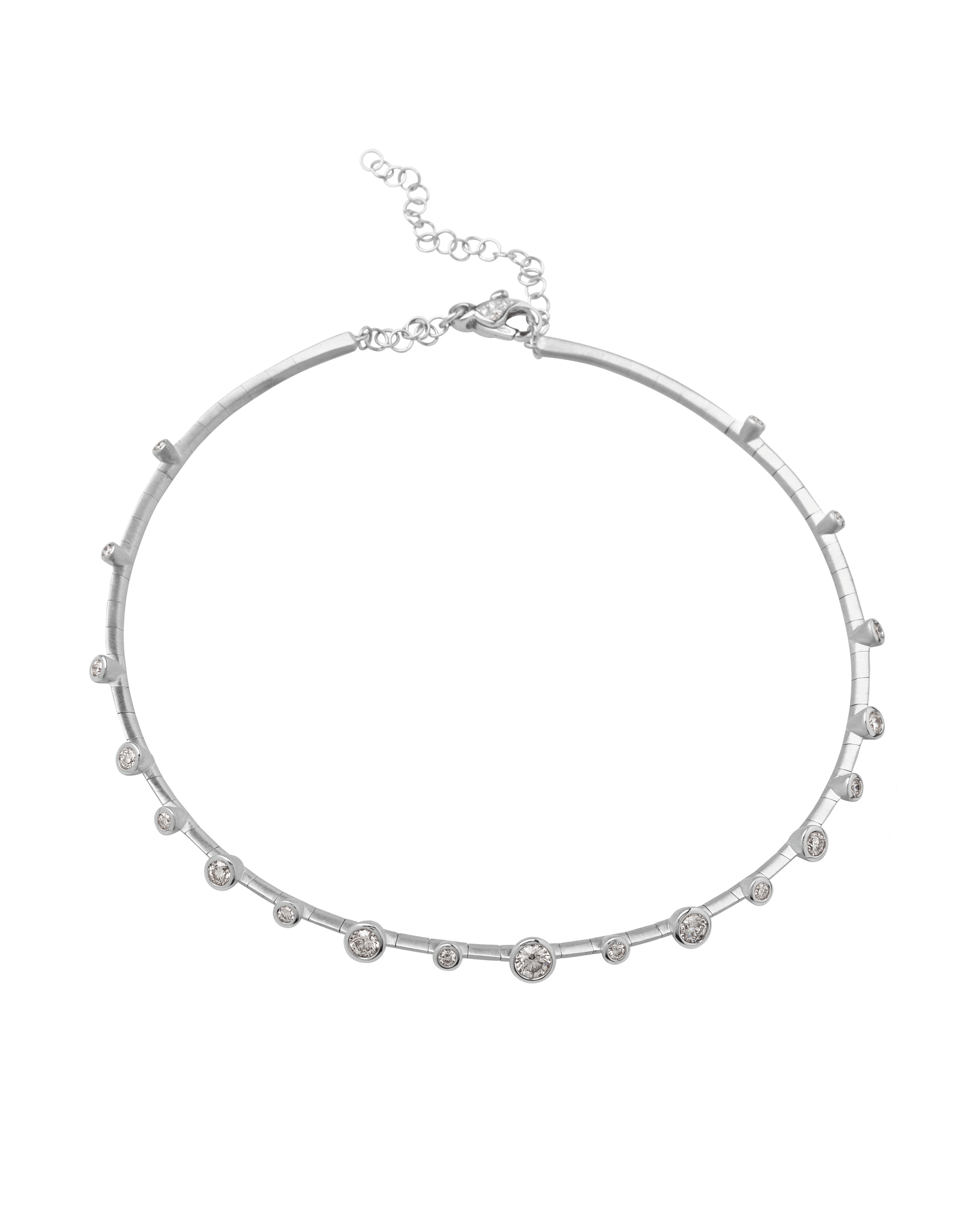 MARIANI-Elettra Satin Diamond Choker-WHITE GOLD